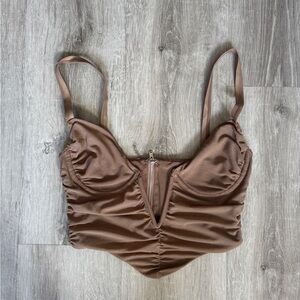 White Fox Ruched Corset Top